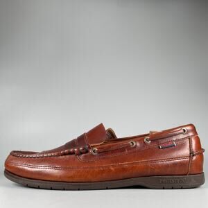 Sebago Docksides Men's 12 WW Brown Leather Slip On Penny Loafers Boat Shoes GUC